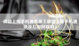 微信上传手机通讯录（微信上传手机通讯录后如何取消）