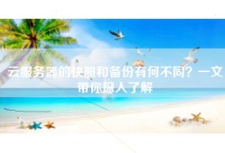 云服务器的快照和备份有何不同？一文带你深入了解