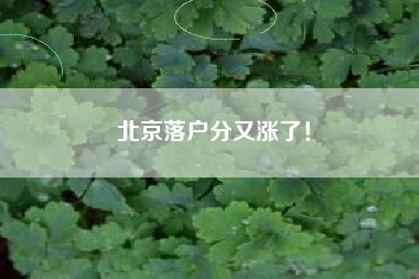 北京落户分又涨了！