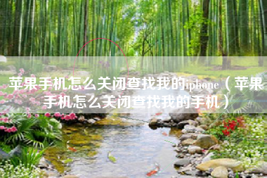 苹果手机怎么关闭查找我的iphone（苹果手机怎么关闭查找我的手机）